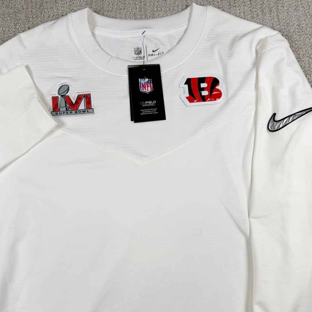 NEW Nike Men 2XL Cincinnati Bengals Super Bowl LVI 56 On Field Fleece Shirt Read